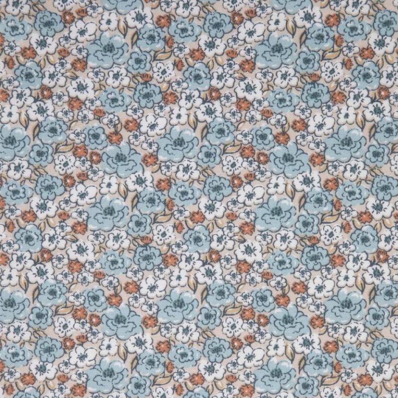 Floral 1 - Μπεζ/Γαλάζιο